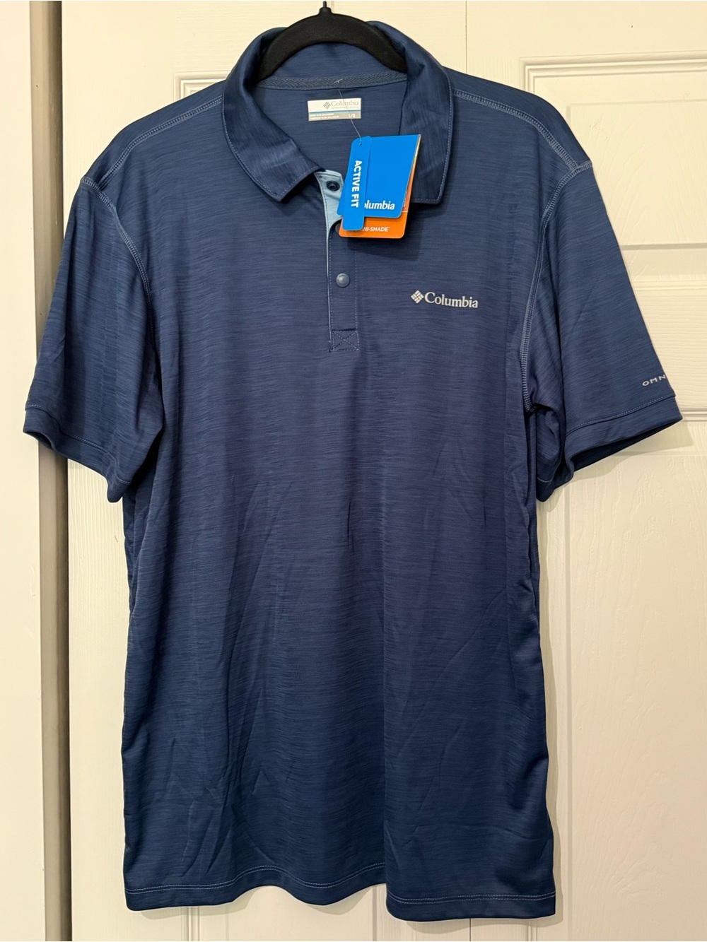 Columbia Omni-Wick UPF 50 Sun Protection Blue Polo Shirt, Men’s Size Large